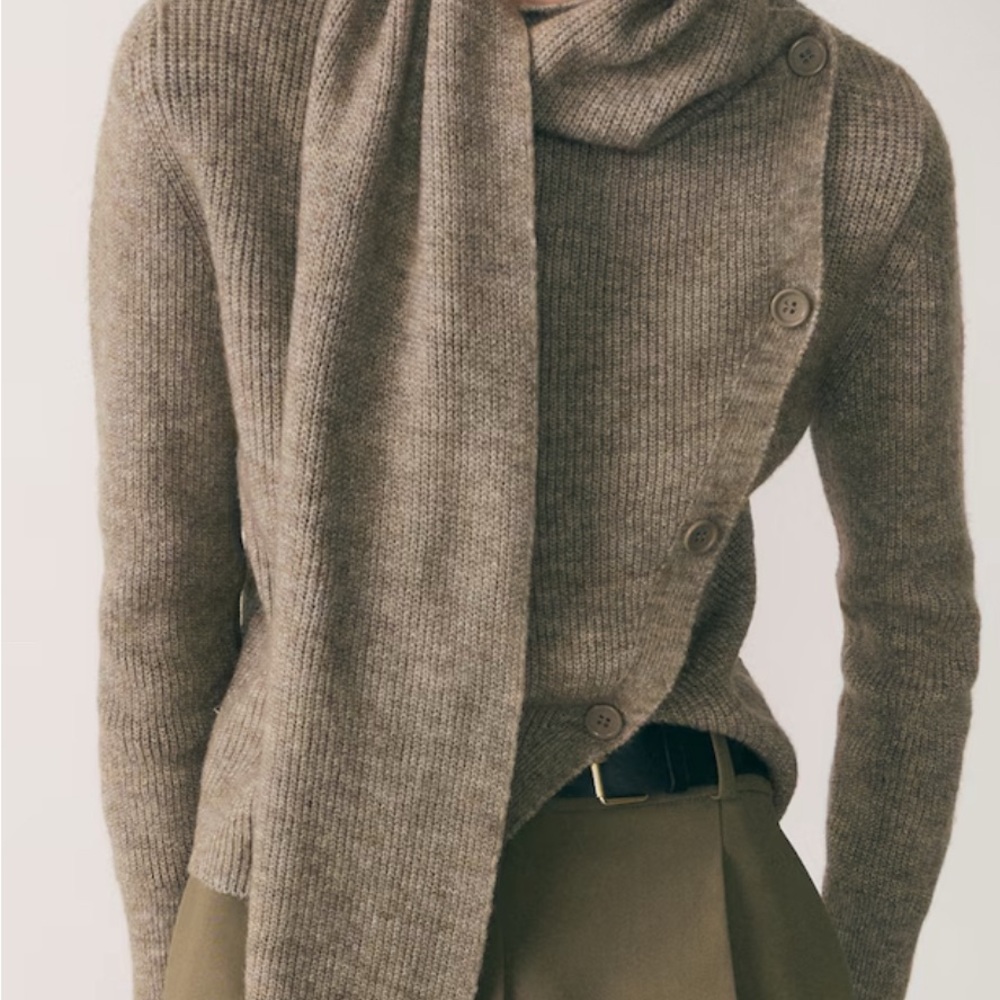 Mango Taupe Button-Up Women's Sweater